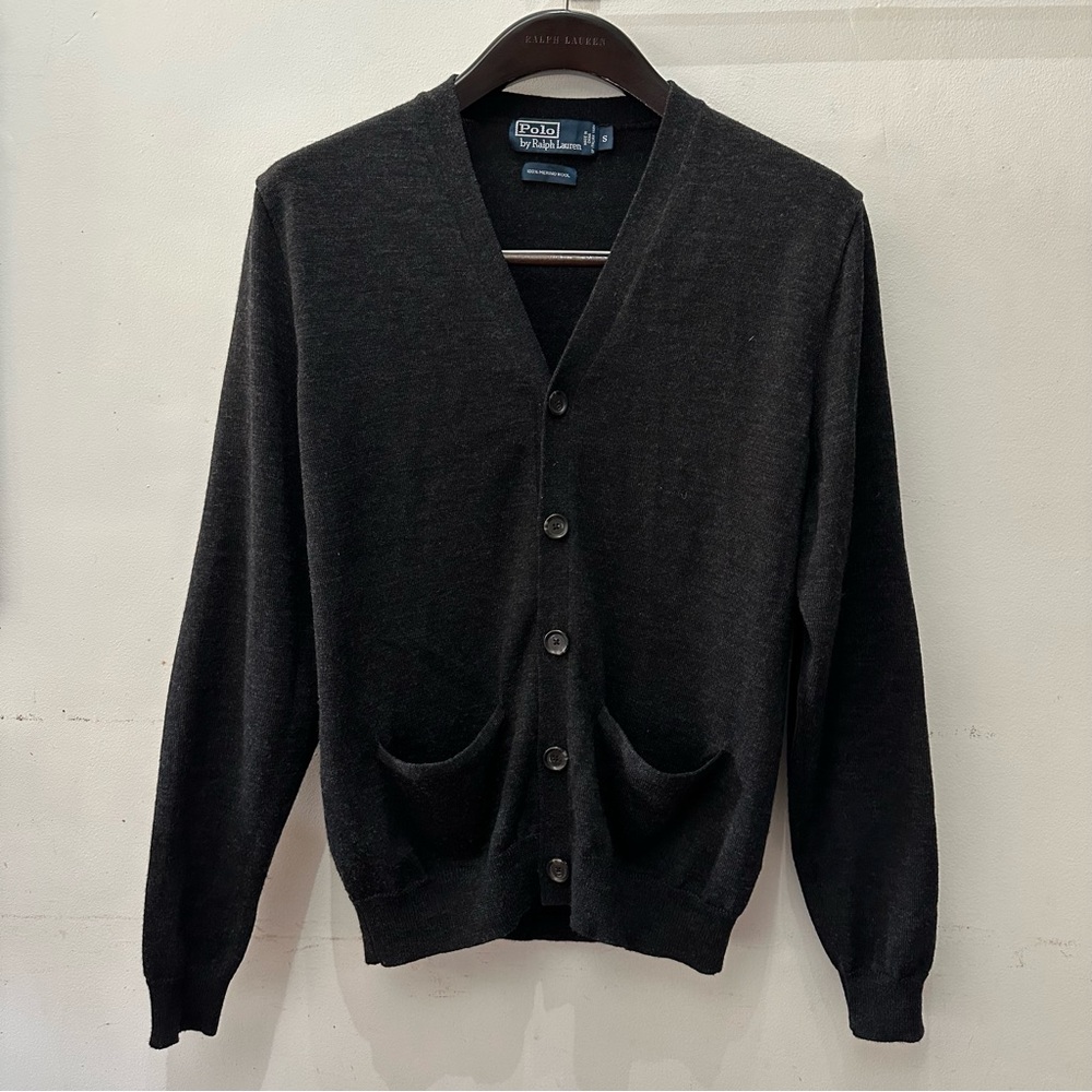 Ralph Lauren Men's Charcoal Cardigan Sweater